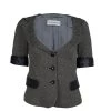 Emporio Armani Cream And Black Leather Trim Wool Blazer S For Women -Emporio Armani sale luxury women emporio armani used clothes p61644 001