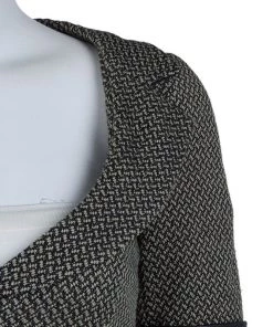 Emporio Armani Cream And Black Leather Trim Wool Blazer S For Women -Emporio Armani sale luxury women emporio armani used clothes p61644 004