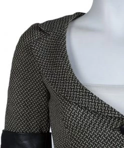 Emporio Armani Cream And Black Leather Trim Wool Blazer S For Women -Emporio Armani sale luxury women emporio armani used clothes p61644 005