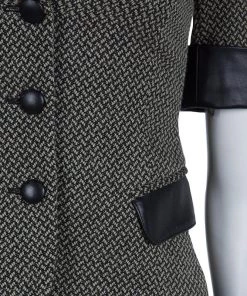 Emporio Armani Cream And Black Leather Trim Wool Blazer S For Women -Emporio Armani sale luxury women emporio armani used clothes p61644 007