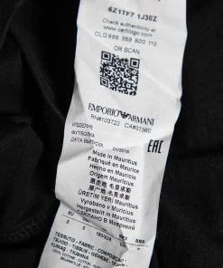 Emporio Armani Black Logo Cotton Short Sleeve T-Shirt S For Women -Emporio Armani sale luxury women emporio armani used clothes p617360 002