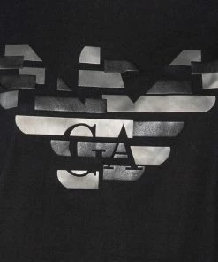 Emporio Armani Black Logo Cotton Short Sleeve T-Shirt S For Women -Emporio Armani sale luxury women emporio armani used clothes p617360 007