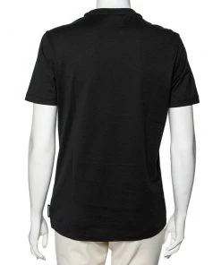 Emporio Armani Black Logo Cotton Short Sleeve T-Shirt S For Women -Emporio Armani sale luxury women emporio armani used clothes p617360 009