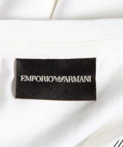 Emporio Armani White Logo Printed Cotton T-Shirt M For Women -Emporio Armani sale luxury women emporio armani used clothes p620363 003