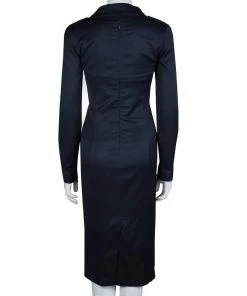 Emporio Armani Navy Blue Knit Long Sleeve Dress S For Women -Emporio Armani sale luxury women emporio armani used clothes p63123 003