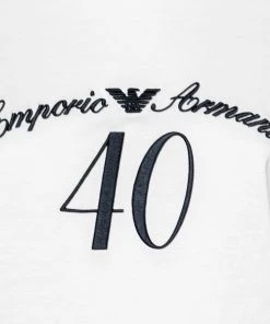 Emporio Armani White Cotton Logo Embroidered Crew Neck Top XL For Women -Emporio Armani sale luxury women emporio armani used clothes p632692 005