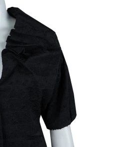 Emporio Armani Black Textured Draped Collar Cropped Jacket M For Women -Emporio Armani sale luxury women emporio armani used clothes p63523 004