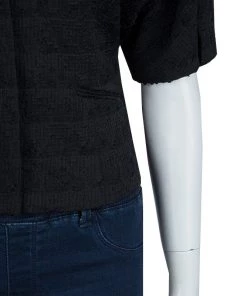 Emporio Armani Black Textured Draped Collar Cropped Jacket M For Women -Emporio Armani sale luxury women emporio armani used clothes p63523 006