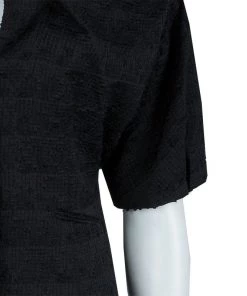 Emporio Armani Black Textured Draped Collar Cropped Jacket M For Women -Emporio Armani sale luxury women emporio armani used clothes p63523 007