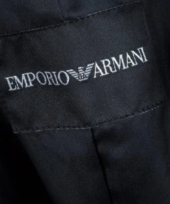 Emporio Armani Black Textured Draped Collar Cropped Jacket M For Women -Emporio Armani sale luxury women emporio armani used clothes p63523 009