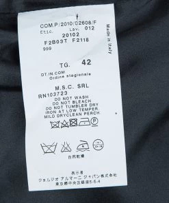 Emporio Armani Black Textured Draped Collar Cropped Jacket M For Women -Emporio Armani sale luxury women emporio armani used clothes p63523 010