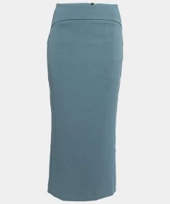 Emporio Armani Blue Crepe Midi Pencil Skirt S For Women