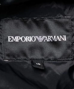 Emporio Armani Black Logo Printed Quilted Synthetic Bomber Jacket S For Women -Emporio Armani sale luxury women emporio armani used clothes p644213 002