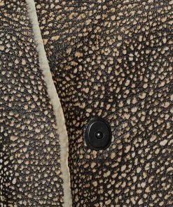 Emporio Armani Vintage Cream & Brown Embossed Leather Shearling Lined Coat XL For Women -Emporio Armani sale luxury women emporio armani used clothes p647360 002