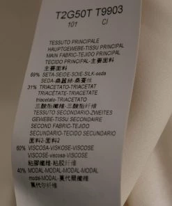 Emporio Armani Cream Crepe & Silk Knit Paneled Button Front Jacket M For Women -Emporio Armani sale luxury women emporio armani used clothes p649551 002