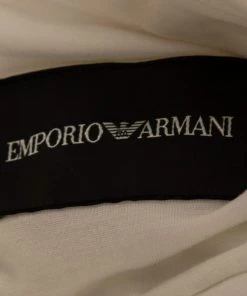 Emporio Armani Cream Crepe & Silk Knit Paneled Button Front Jacket M For Women -Emporio Armani sale luxury women emporio armani used clothes p649551 005