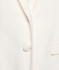 Emporio Armani Cream Crepe & Silk Knit Paneled Button Front Jacket M For Women -Emporio Armani sale luxury women emporio armani used clothes p649551 007