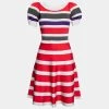 Emporio Armani Multicolor Striped Knit Flared Dress S For Women -Emporio Armani sale luxury women emporio armani used clothes p650064 001