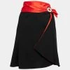 Emporio Armani Black & Red Wool & Silk Short Skirt L For Women