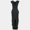 Emporio Armani Black Patterned Wool & Crepe Maxi Dress S For Women -Emporio Armani sale luxury women emporio armani used clothes p654402 001