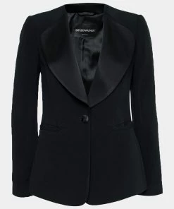 Emporio Armani Black Crepe Single Breasted Blazer S For Women