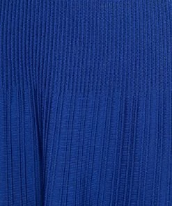 Emporio Armani Blue Knit Pleated Flared Mini Skirt L For Women -Emporio Armani sale luxury women emporio armani used clothes p656435 005