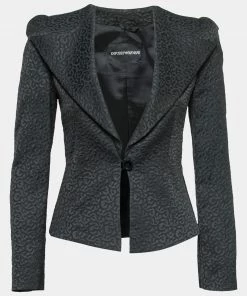 Emporio Armani Black Jacquard Single Breasted Blazer S For Women