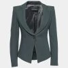 Emporio Armani Dark Green Wool Crepe Single Breasted Blazer S For Women