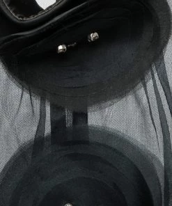 Emporio Armani Black Tulle Floral Appliqued Gathered Waist Top M For Women -Emporio Armani sale luxury women emporio armani used clothes p668341 001