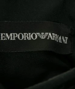 Emporio Armani Black Tulle Floral Appliqued Gathered Waist Top M For Women -Emporio Armani sale luxury women emporio armani used clothes p668341 005