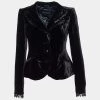 Emporio Armani Black Velvet Bead Tasseled Blazer S For Women -Emporio Armani sale luxury women emporio armani used clothes p670618 001