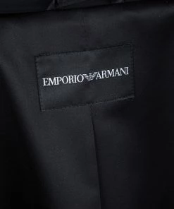 Emporio Armani Black Yarn Embroidered Side Tie Detail Long Blazer S For Women -Emporio Armani sale luxury women emporio armani used clothes p67067 0010