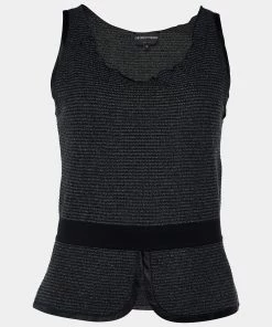 Emporio Armani Black Knit Sleeveless Top S For Women