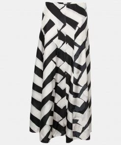 Emporio Armani White Printed Flared Midi Skirt M For Women