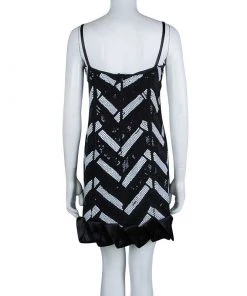 Emporio Armani Monochrome Sequin Embellished Sleeveless Dress S For Women -Emporio Armani sale luxury women emporio armani used clothes p67818 0003