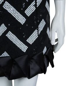 Emporio Armani Monochrome Sequin Embellished Sleeveless Dress S For Women -Emporio Armani sale luxury women emporio armani used clothes p67818 0005