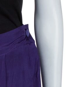 Emporio Armani Purple Silk Pleated Maxi Skirt S For Women -Emporio Armani sale luxury women emporio armani used clothes p68949 005