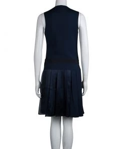 Emporio Armani Navy Blue Box Pleated Overlap Sleeveless Dress S For Women -Emporio Armani sale luxury women emporio armani used clothes p74380 0003