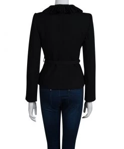 Emporio Armani Black Frill Detail Belted Blazer S For Women -Emporio Armani sale luxury women emporio armani used clothes p74645 003