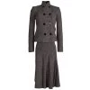 Emporio Armani Giorgio Armani Brown Prince Of Wales Checkered Wool Skirt Suit XS For Women