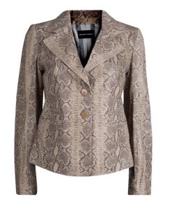Emporio Armani Beige Snakeskin Textured Leather Blazer M For Women