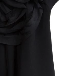 Emporio Armani Black Silk Rose Detail Dress S For Women -Emporio Armani sale luxury women emporio armani used clothes p79661 003