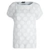 Emporio Armani White Polka Dot Chiffon Jacquard Short Sleeve Top M For Women