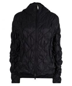 Emporio Armani Black Diamond Quilted Hooded Jacket L For Women
