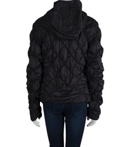 Emporio Armani Black Diamond Quilted Hooded Jacket L For Women -Emporio Armani sale luxury women emporio armani used clothes p83361 003