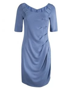 Emporio Armani Powder Blue Knit Short Sleeve Dress M For Women