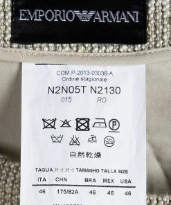 Emporio Armani Beige Textured Cotton Pencil Skirt L For Women -Emporio Armani sale luxury women emporio armani used clothes p87570 005