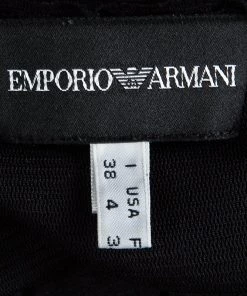 Emporio Armani Black Ruffle Detail Sleeveless Sheer Top S For Women -Emporio Armani sale luxury women emporio armani used clothes p87916 005
