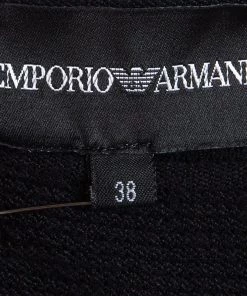 Emporio Armani Black Rib Knit Short Sleeve Top S For Women -Emporio Armani sale luxury women emporio armani used clothes p88718 005