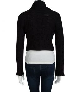 Emporio Armani Black Knit Cropped Cardigan M For Women -Emporio Armani sale luxury women emporio armani used clothes p93050 003